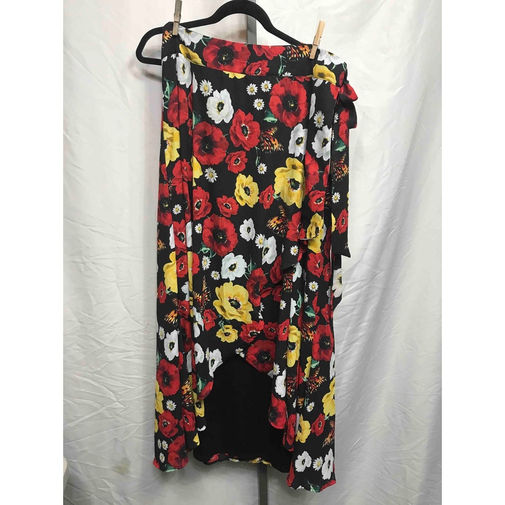 NEW YORK & COMPANY Womens XL Floral Print Wrap Midi Skirt